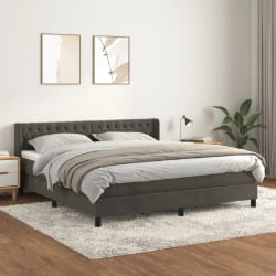 vidaXL Sommier Velours Gris foncé 160x200cm