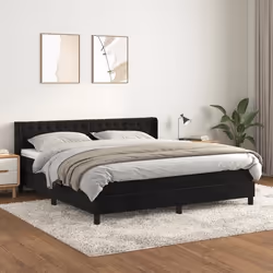 3131155 vidaXL Lit à sommier tapissier avec matelas Noir 180x200 cm Velours