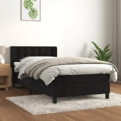 vidaXL Sommier à lattes avec matelas - Noir 80x200 Velours