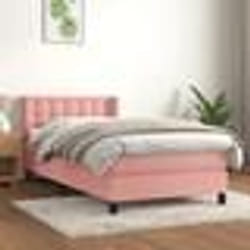 vidaXL Sommier à lattes de lit avec matelas Rose 90x190 cm Velours - 90 x 190 cm