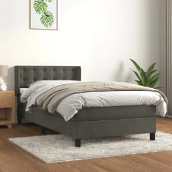 vidaXL Sommier à lattes de lit et matelas Gris foncé 90x200 cm