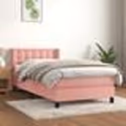 vidaXL Sommier à lattes de lit avec matelas Rose 90x200 cm Velours - 90 x 200 cm