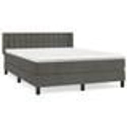 vidaXL Sommier à lattes de lit et matelas Gris foncé 140x190cm Velours - 140 x 190 cm