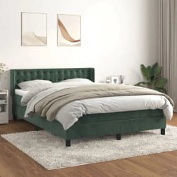 VIDAXL Sommier à lattes et matelas en velours - Vert foncé, 140x190 cm