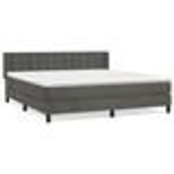vidaXL Sommier à lattes de lit et matelas Gris foncé 160x200cm Velours - 160 x 200 cm