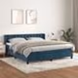 vidaXL Sommier à lattes de lit et matelas Bleu foncé 160x200cm Velours - 160 x 200 cm
