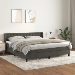 vidaXL Sommier à lattes de lit et matelas Gris foncé 180x200cm Velours - 180 x 200 cm