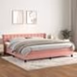 vidaXL Sommier à lattes de lit avec matelas Rose 200x200 cm Velours - 200 x 200 cm