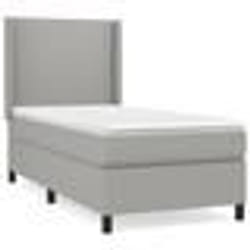 vidaXL Sommier à lattes de lit avec matelas Gris clair 80x200 cm Tissu - 80 x 200 cm