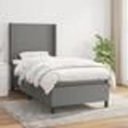 vidaXL Sommier à lattes de lit et matelas Gris foncé 90x190 cm Tissu - 90 x 190 cm