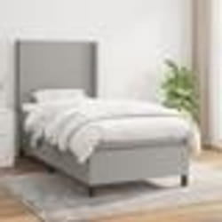 vidaXL Sommier à lattes de lit avec matelas Gris clair 90x200 cm Tissu - 90 x 200 cm