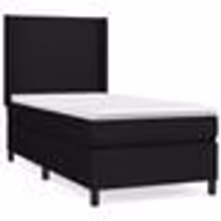 vidaXL Sommier à lattes de lit avec matelas Noir 90x200 cm Tissu - 90 x 200 cm