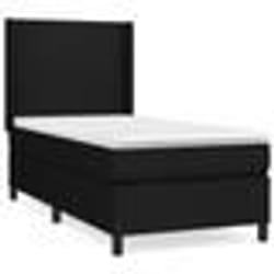 vidaXL Sommier à lattes de lit avec matelas Noir 90x200 cm Tissu - 90 x 200 cm