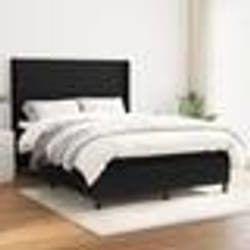 vidaXL Sommier à lattes de lit avec matelas Noir 140x190 cm Tissu - 140 x 190 cm