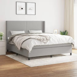 vidaXL Sommier à lattes de lit avec matelas Gris clair 160x200cm Tissu - 160 x 200 cm