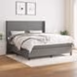 vidaXL Sommier à lattes de lit avec matelas Gris foncé 180x200cm Tissu - 180 x 200 cm