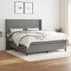 vidaXL Sommier à lattes de lit avec matelas Gris foncé 180x200cm Tissu - 180 x 200 cm