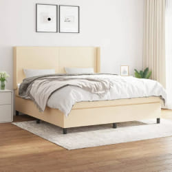 vidaXL Sommier à lattes de lit avec matelas Crème 180x200 cm Tissu - 180 x 200 cm