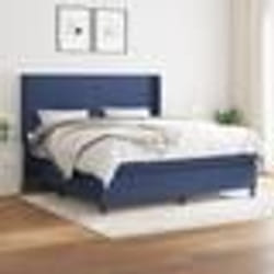 vidaXL Sommier à lattes de lit avec matelas Bleu 180x200 cm Tissu - 180 x 200 cm