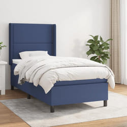 vidaXL Sommier à lattes de lit avec matelas Bleu 90x200 cm Tissu - 90 x 200 cm
