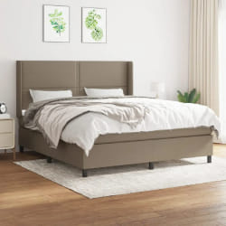 vidaXL Sommier à lattes de lit avec matelas Taupe 180x200 cm Tissu - 180 x 200 cm