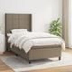 vidaXL Sommier à lattes de lit avec matelas Taupe 90x190 cm Tissu - 90 x 190 cm