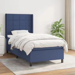 vidaXL Sommier à lattes de lit avec matelas Bleu 90x190 cm Tissu - 90 x 190 cm