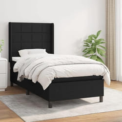vidaXL Sommier à lattes de lit avec matelas Noir 90x200 cm Tissu - 90 x 200 cm