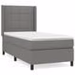 vidaXL Sommier à lattes de lit avec matelas Gris foncé 100x200cm Tissu - 100 x 200 cm