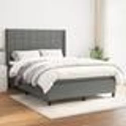 vidaXL Sommier à lattes de lit avec matelas Gris foncé 140x190cm Tissu - 140 x 190 cm