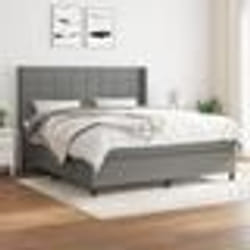 vidaXL Sommier à lattes de lit avec matelas Gris foncé 160x200cm Tissu - 160 x 200 cm