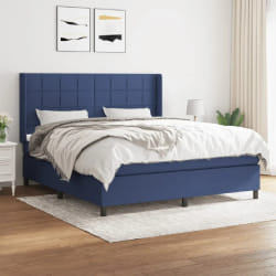 vidaXL Sommier à lattes de lit avec matelas Bleu 160x200 cm Tissu - 160 x 200 cm