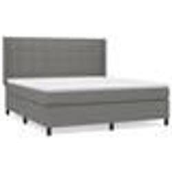 vidaXL Sommier à lattes de lit avec matelas Gris foncé 180x200cm Tissu - 180 x 200 cm