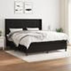vidaXL Sommier à lattes de lit avec matelas Noir 180x200 cm Tissu - 180 x 200 cm