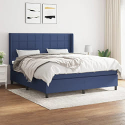 vidaXL Sommier à lattes de lit avec matelas Bleu 180x200 cm Tissu - 180 x 200 cm