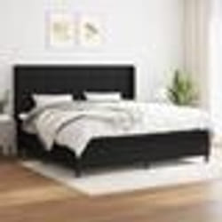 vidaXL Sommier à lattes de lit avec matelas Noir 200x200 cm Tissu - 200 x 200 cm