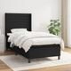 vidaXL Sommier à lattes de lit avec matelas Noir 90x190 cm Tissu - 90 x 190 cm
