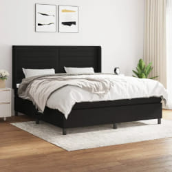 vidaXL Sommier à lattes de lit avec matelas Noir 160x200 cm Tissu - 160 x 200 cm
