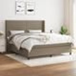 vidaXL Sommier à lattes de lit avec matelas Taupe 160x200 cm Tissu - 160 x 200 cm