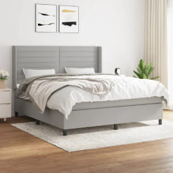 vidaXL Sommier à lattes de lit avec matelas Gris clair 180x200cm Tissu - 180 x 200 cm
