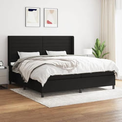 3131539 vidaXL Lit à sommier tapissier avec matelas Noir 200x200 cm Tissu