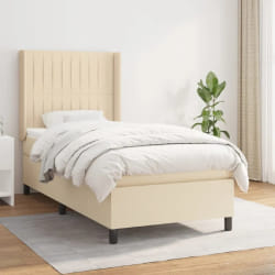 vidaXL Sommier à lattes de lit avec matelas Crème 80x200 cm Tissu - 80 x 200 cm