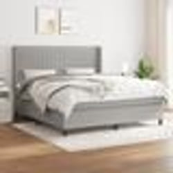 vidaXL Sommier à lattes de lit avec matelas Gris clair 180x200cm Tissu - 180 x 200 cm