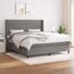 vidaXL Sommier à lattes de lit avec matelas Gris foncé 180x200cm Tissu - 180 x 200 cm