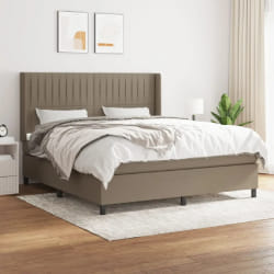 vidaXL Sommier à lattes de lit avec matelas Taupe 180x200 cm Tissu - 180 x 200 cm