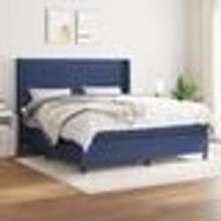 vidaXL Sommier à lattes de lit avec matelas Bleu 180x200 cm Tissu - 180 x 200 cm