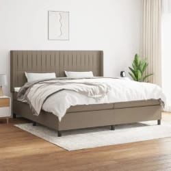 vidaXL Sommier à lattes de lit avec matelas Taupe 200x200 cm Tissu - 200 x 200 cm