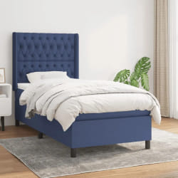 vidaXL Sommier et Matelas 90x190 cm - Bleu Tissu