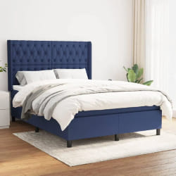 vidaXL Sommier à lattes de lit avec matelas Bleu 140x190 cm Tissu - 140 x 190 cm