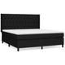 vidaXL Sommier à lattes de lit avec matelas Noir 160x200 cm Tissu - 160 x 200 cm